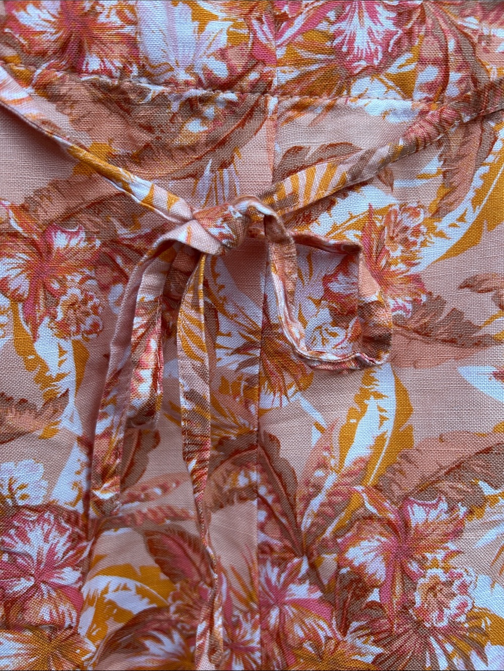 LOFT Linen Blend One Shoulder Top & Shorts Set XXL Orange Floral Matching Set - Picture 13 of 15